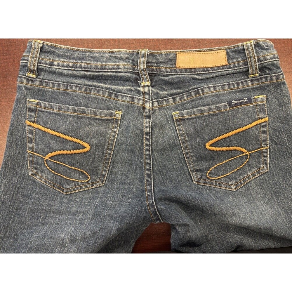 VTG Seven7 Size 29x31 Low Rise Flare Jeans Embroidered Pockets Denim Y2K - Picture 7 of 11